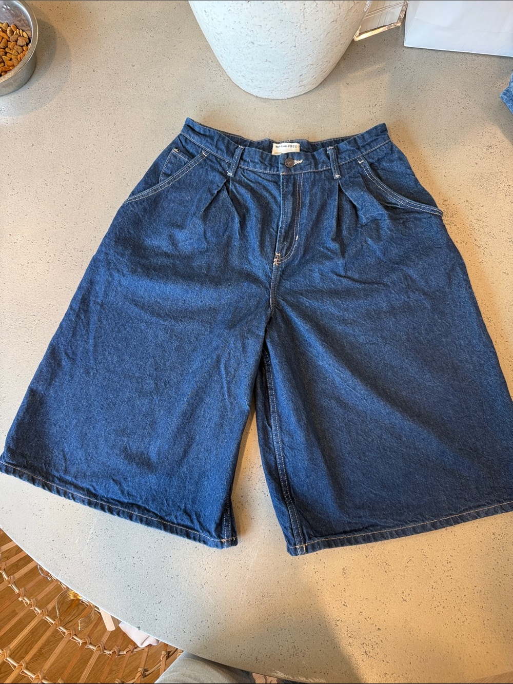 We the free Wide Leg Denim Culotte Shorts